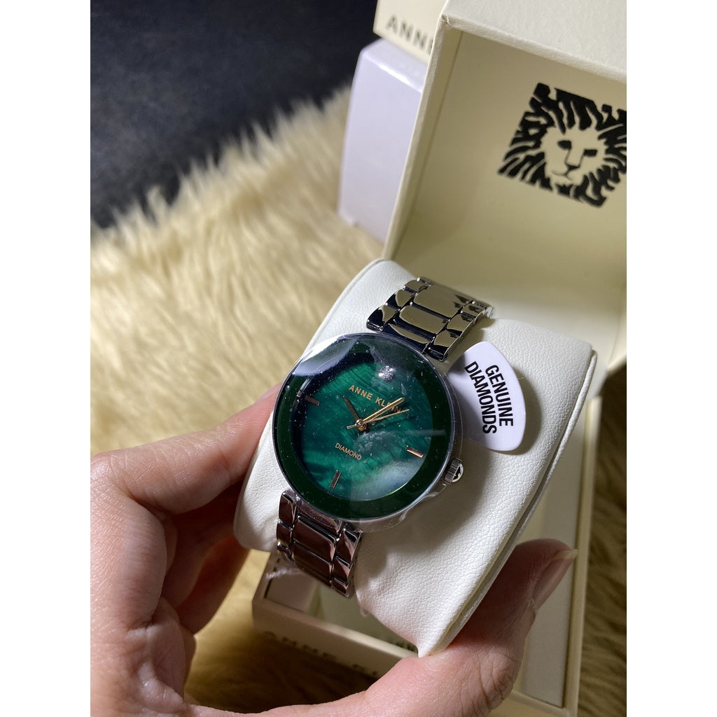 AUTHENTIC Anne Klein Women's Japanese Quartz Dress Watch with Metal Strap, Silver AK/1363GNSV