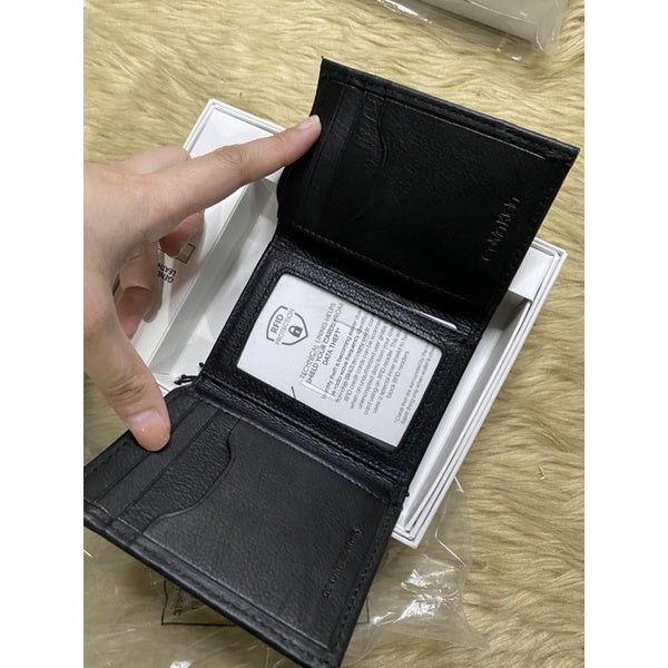 AUTHENTIC/ORIGINAL C@lvin Klein CK Large Pouch Black Men's RFID Slim Leather Trifold wallet