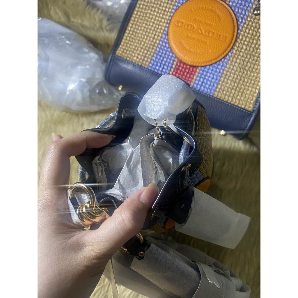 SALE! ❤️ AUTHENTIC/ORIGINAL COACH Mini Dempsey Bucket Bag With Coach Patch in GOLD/NATURAL MULTI