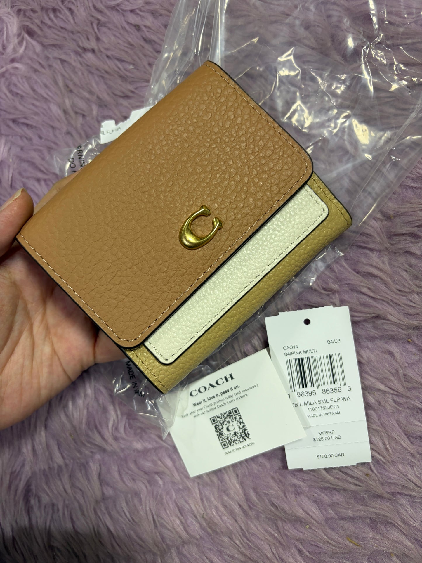 ORIG & IMPORTED CCH Retail Mila Small Flap Trifold Black/Beige/Taupe/Brown Wallet