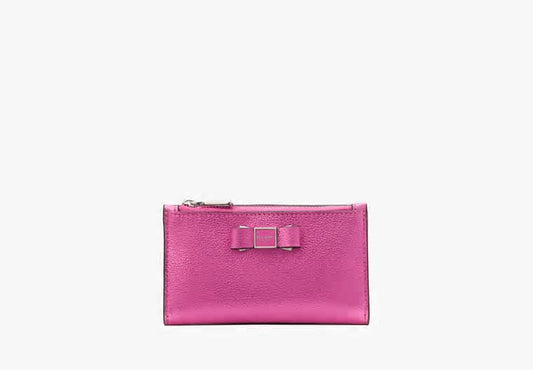 ORIG & IMPORTED Kate Spade KS Morgan Bow Metallic Small Slim Bifold Wallet