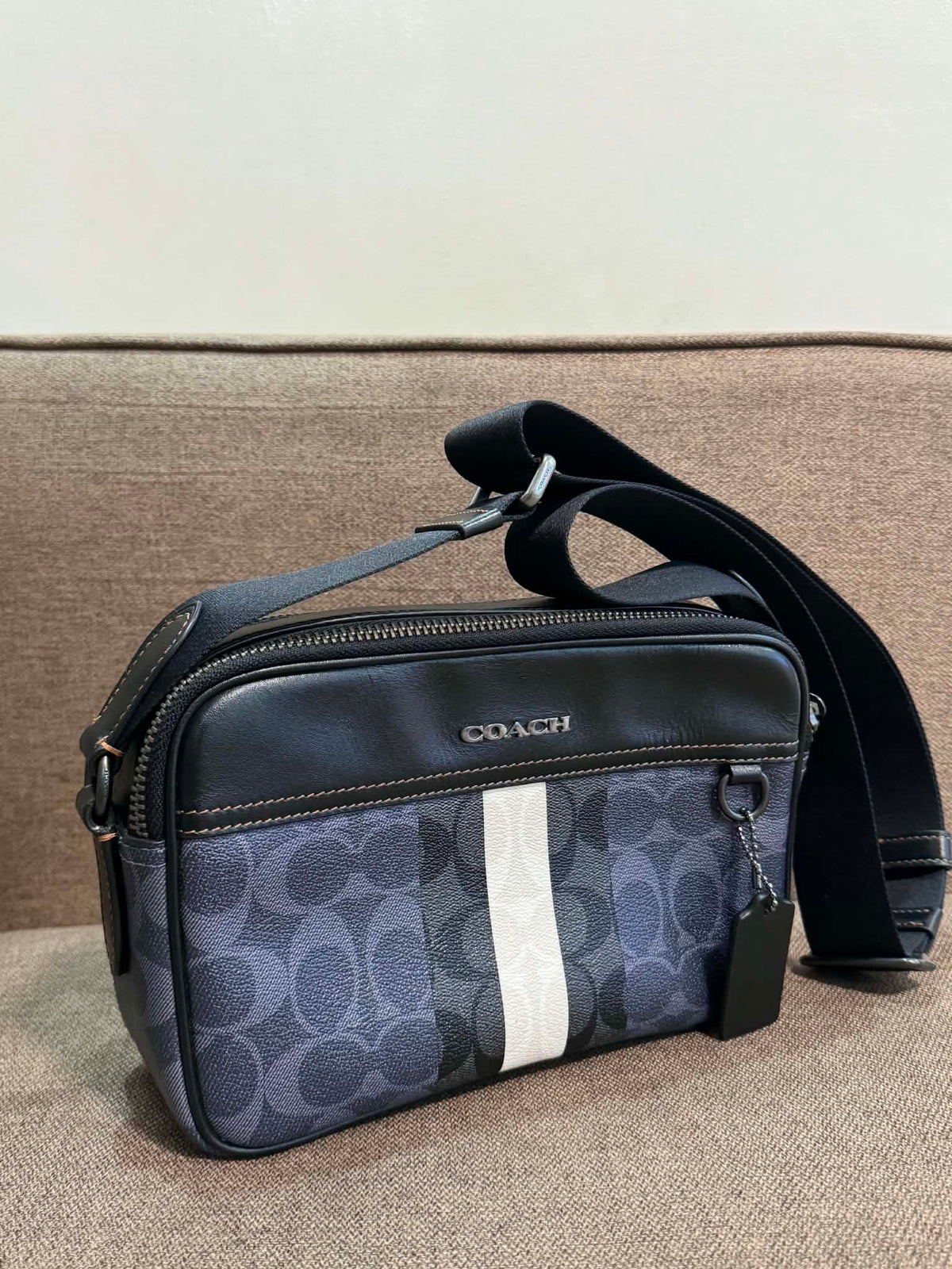 ORIG Preloved CCH Graham Crossbody Men's Bag in Blue Varsity Stripe