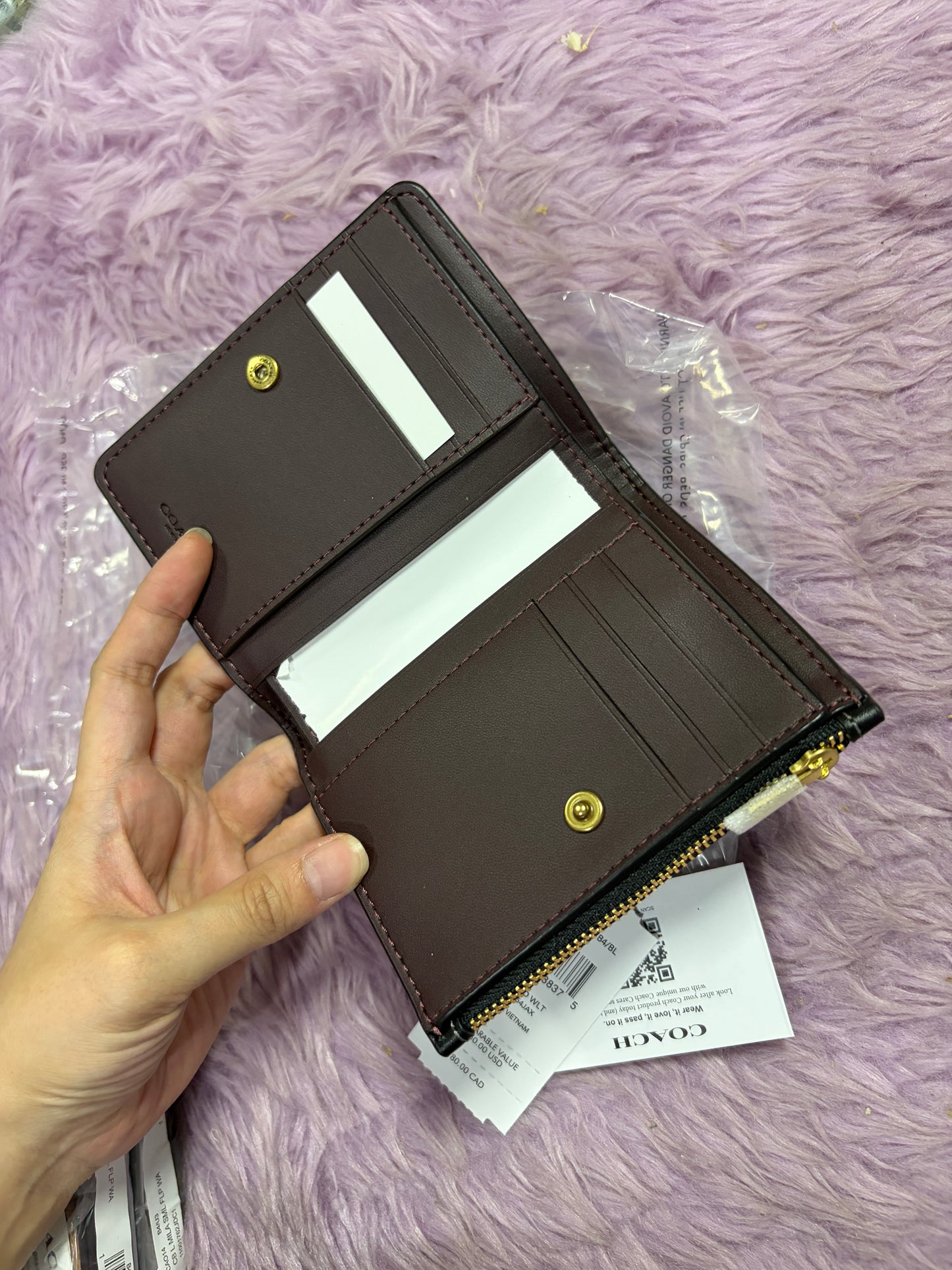ORIG & IMPORTED Retail CCH Bifold Snap Black/Tan Brown Wallet In Signature Canvas