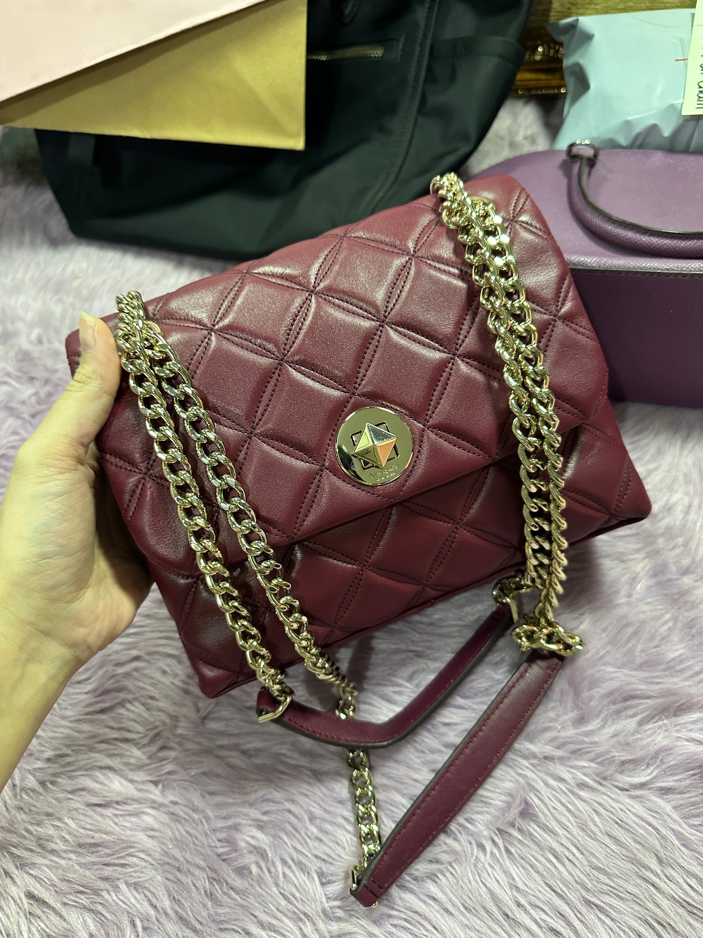 ORIG Preloved KS Natalia Small & Medium Flap Shoulder Bag in Cherrywood Red Bag
