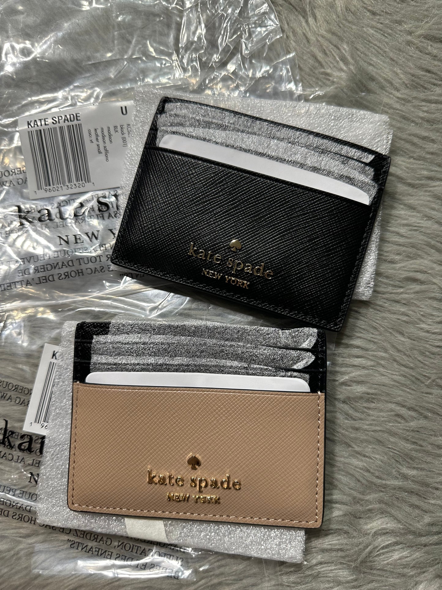 AUTHENTIC/ORIGINAL KateSpade KS Madison Small Slim Card Holder Wallet Black & Beige