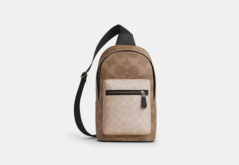 AUTHENTIC/ORIGINAL COACH West Pack In Blocked Signature Canvas