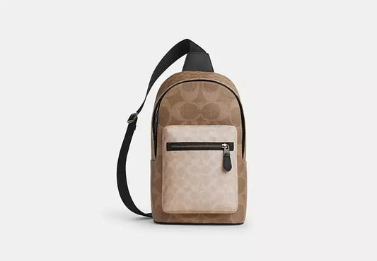 AUTHENTIC/ORIGINAL COACH West Pack In Blocked Signature Canvas