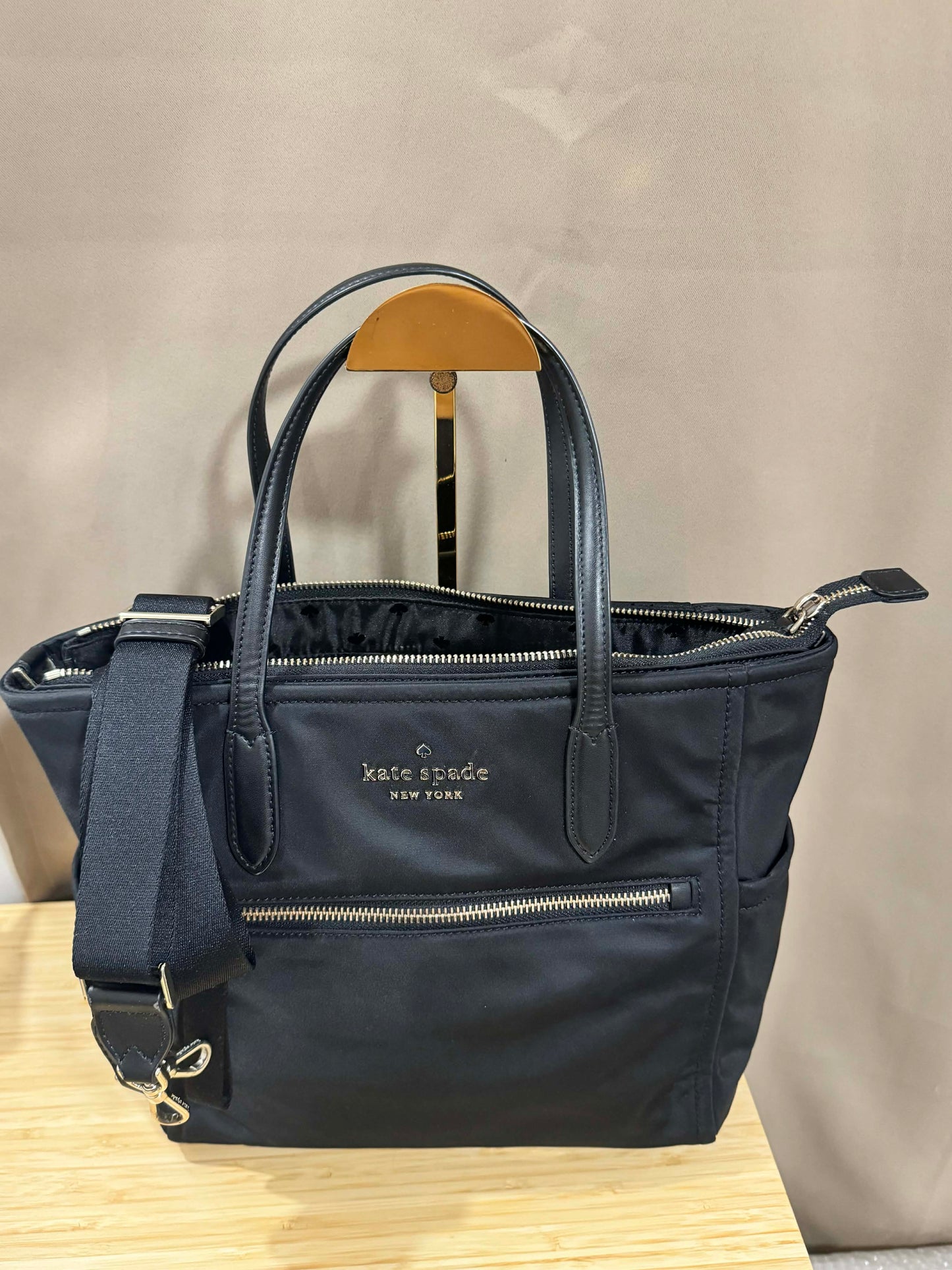 ORIG Preloved KS Chelsea Medium Satchel Black Nylon Bag