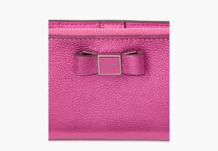 ORIG & IMPORTED Kate Spade KS Morgan Bow Metallic Small Slim Bifold Wallet