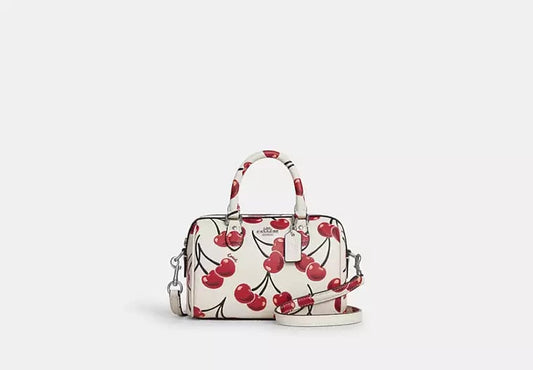 AUTHENTIC/ORIGINAL COACH Mini Rowan Crossbody Bag With Cherry Print