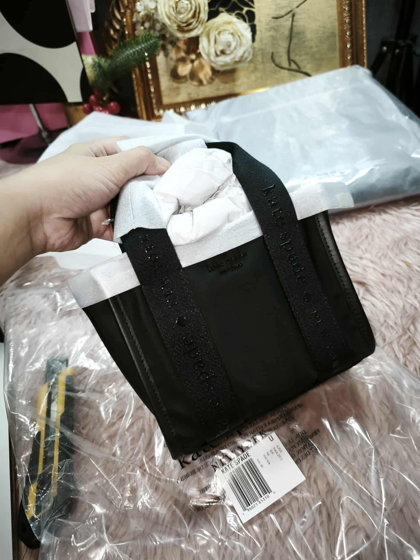ORIG & IMPORTED KS Kip Canvas Mini Tote Beige/Black/Pink Bag