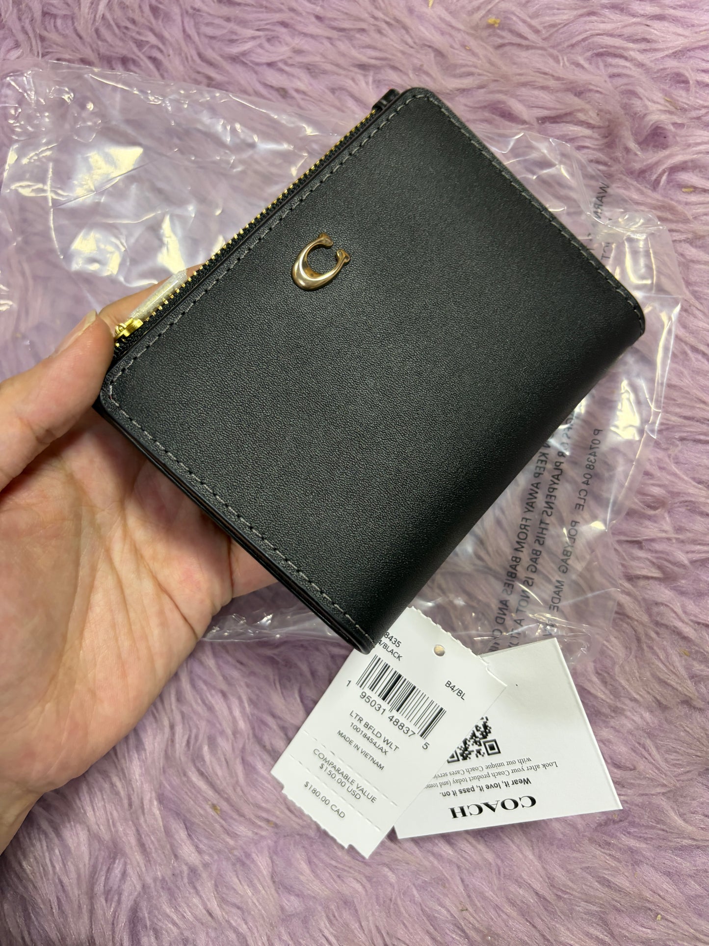ORIG & IMPORTED Retail CCH Bifold Snap Black/Tan Brown Wallet In Signature Canvas