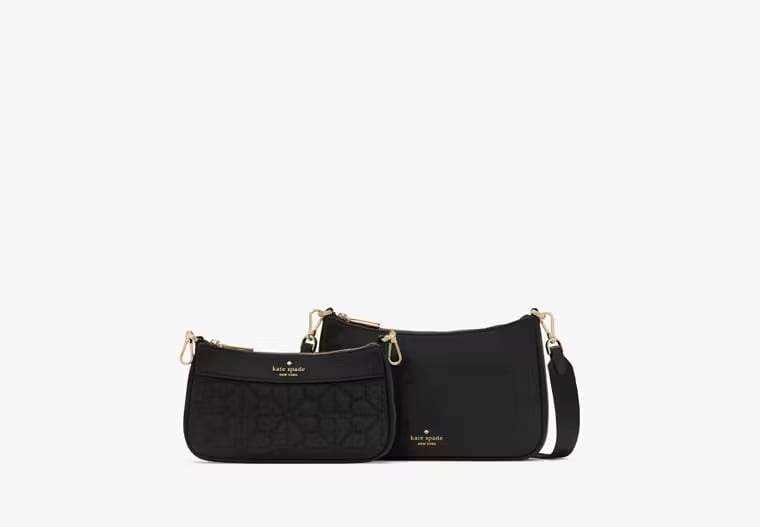 AUTHENTIC/ORIGINAL KS Duet Quilted Fabric Small Crossbody - BLACK