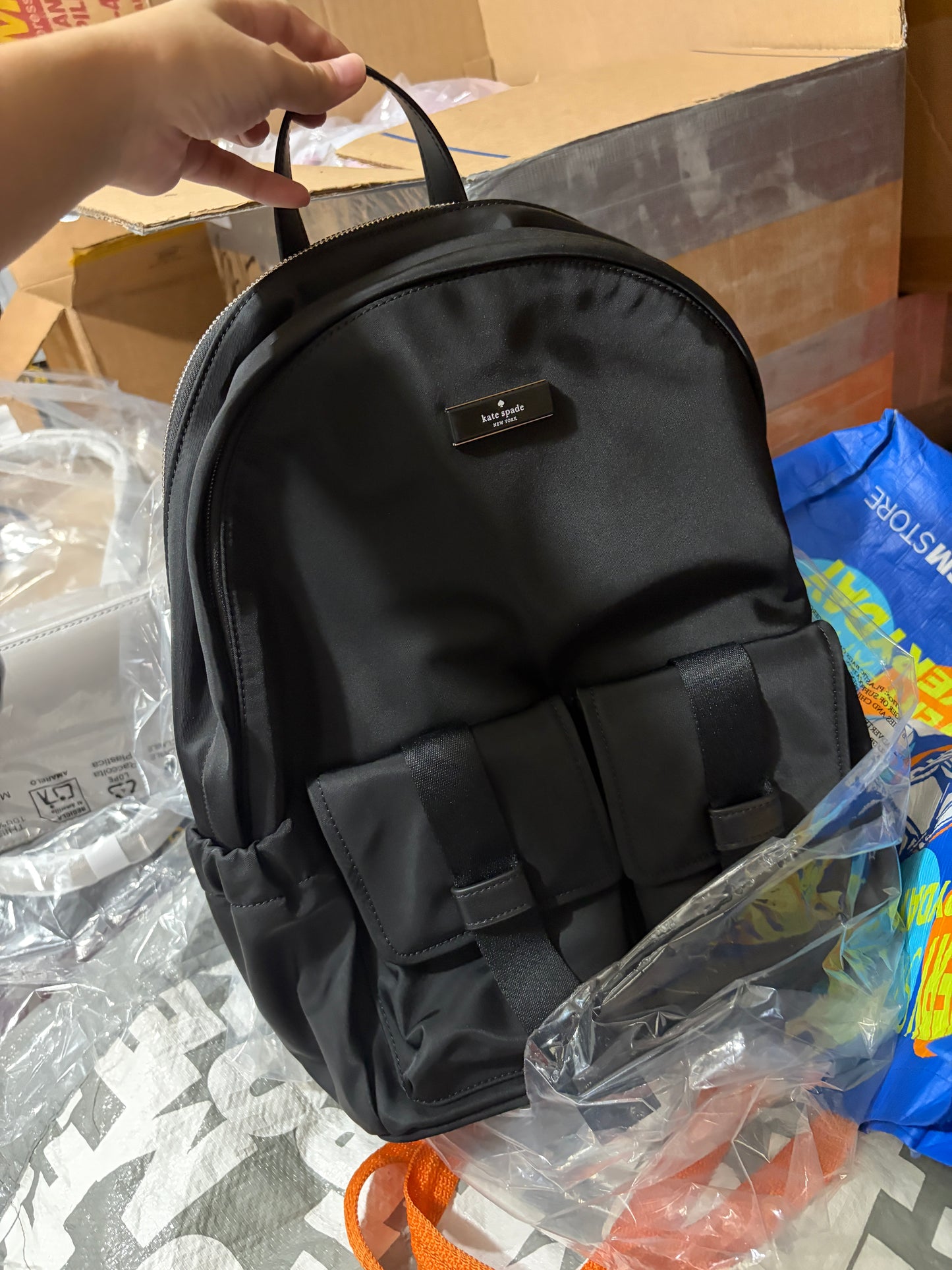 ORIG & IMPORTED KS Cargo Medium & Large Nylon Black Backpack Bag