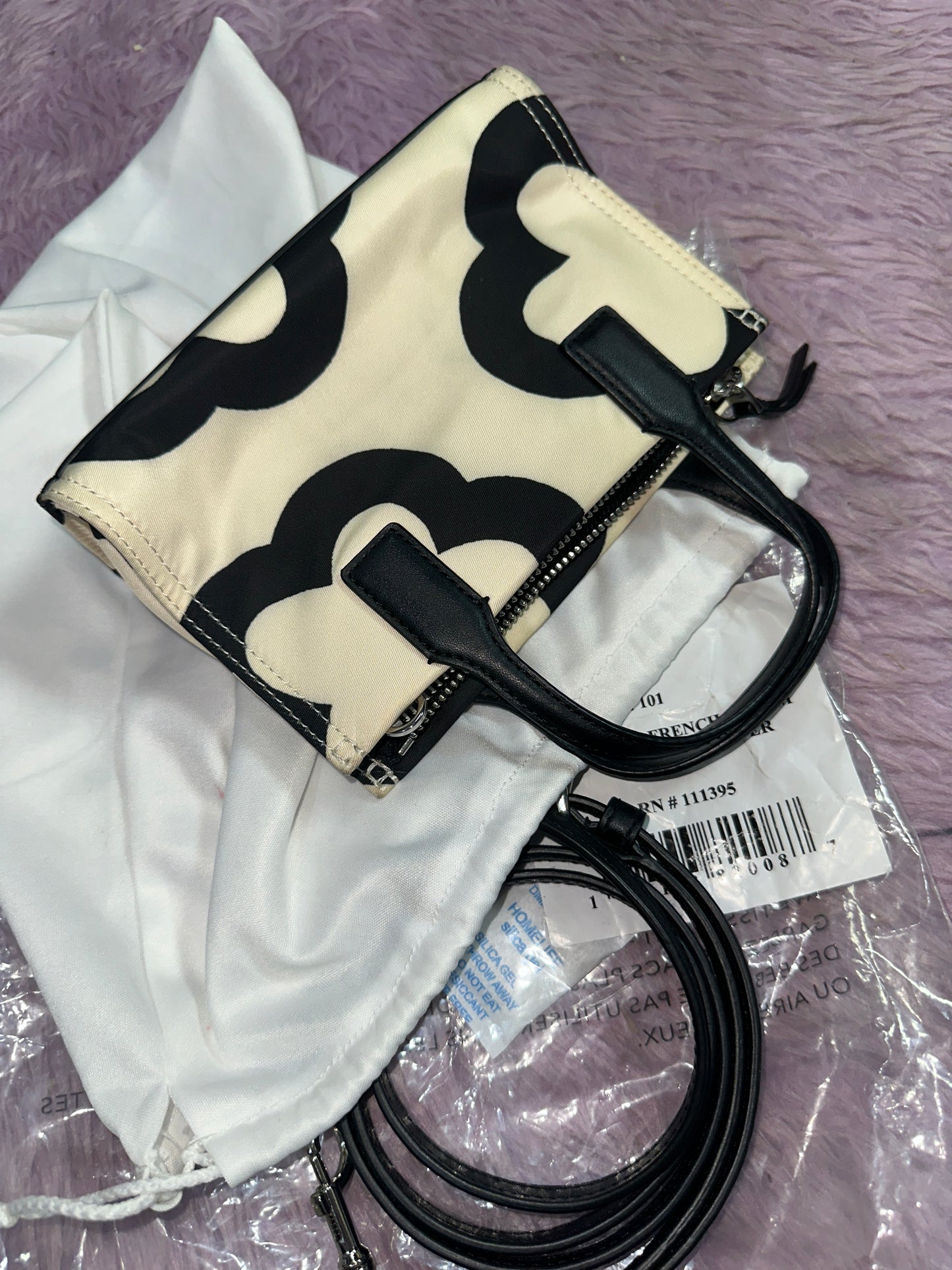 ORIG Preloved TB Mini Ella Printed Nylon Tote Small White Bag