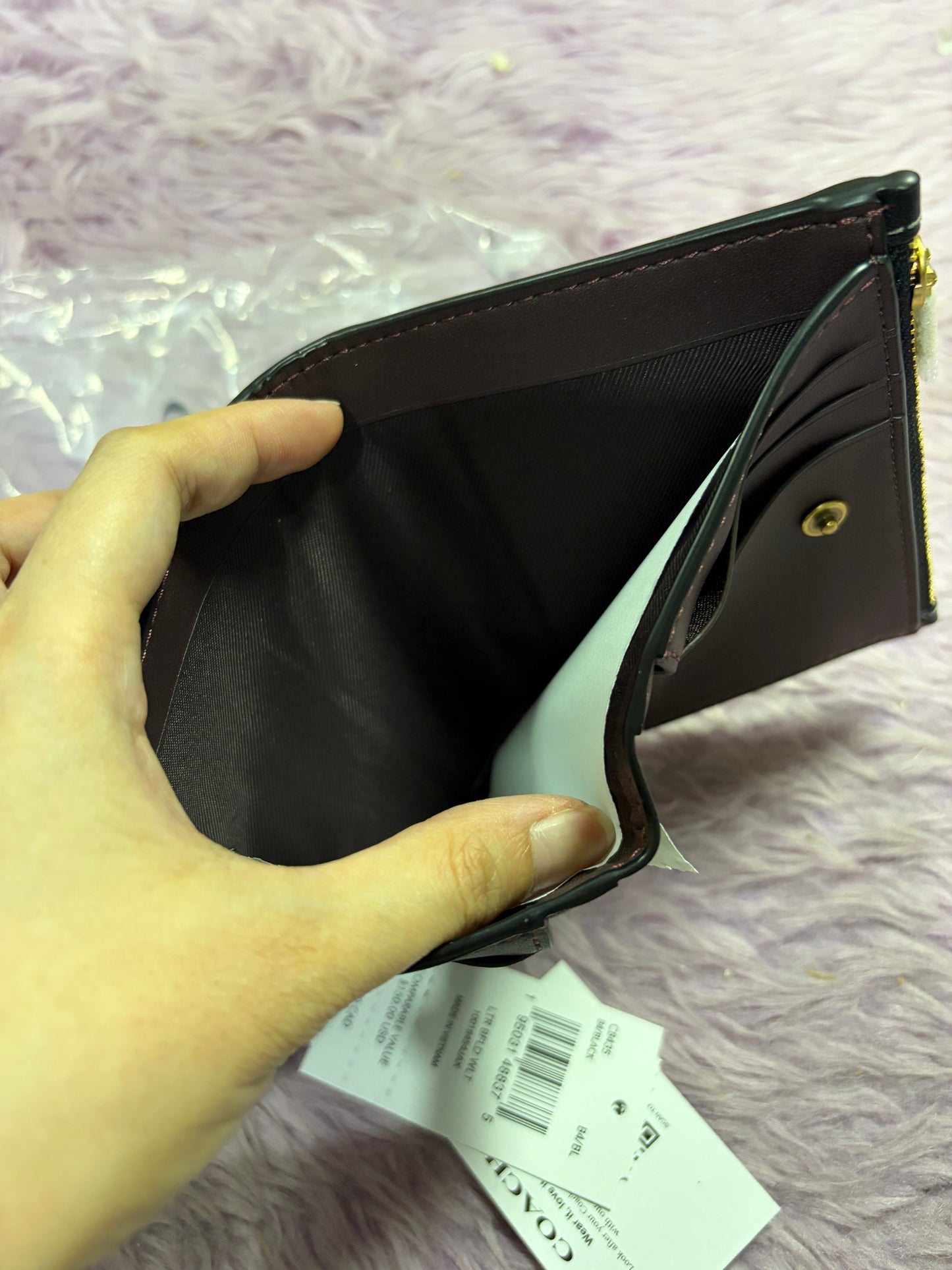 ORIG & IMPORTED Retail CCH Bifold Snap Black/Tan Brown Wallet In Signature Canvas