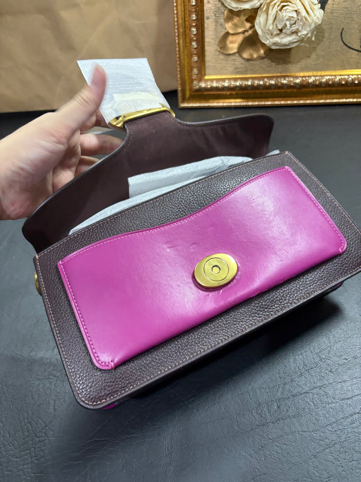 ORIG & IMPORTED WITH FLAW Retail CCH Tabby 26 ColorBlock Pink/Brown Shoulder Bag