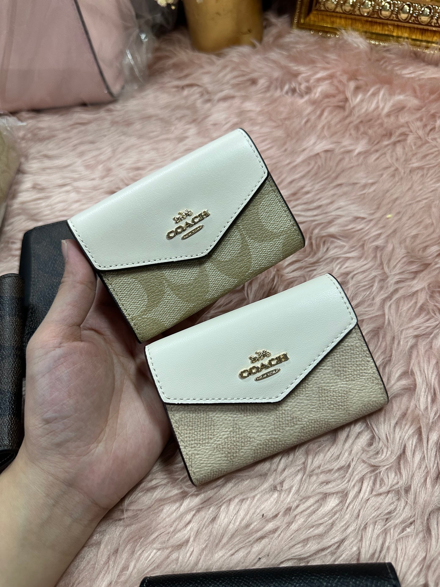 ORIG & IMPORTED CCH Flap Card Case Small Wallet In Signature Canvas pink Floral