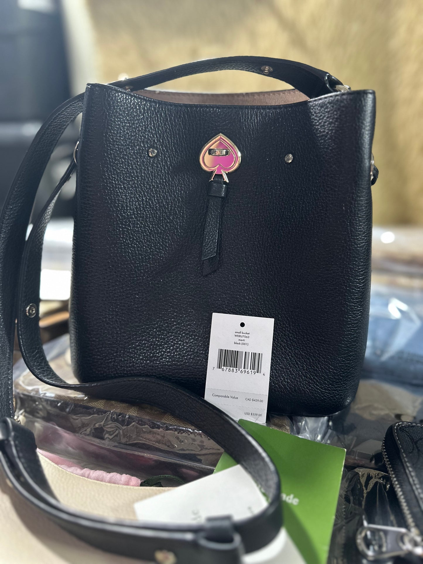 AUTHENTIC/ORIGINAL KateSpade Small & Large Marti Bucket Bag in BLACK/BROWN