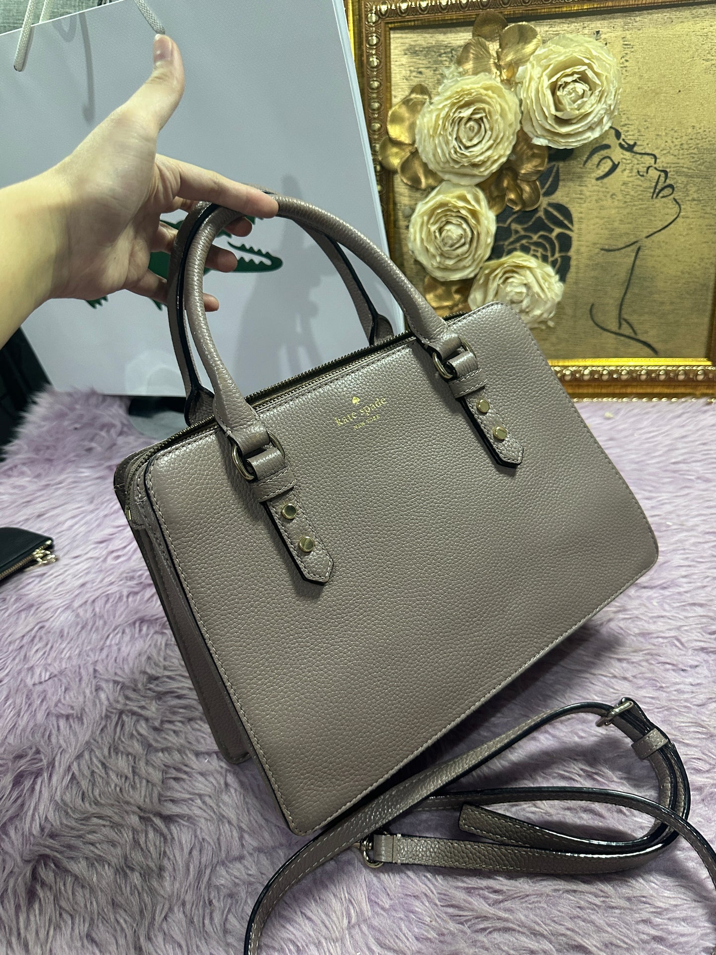 ORIG Preloved KS Lise Mulberry Street Satchel Taupe Medium Bag