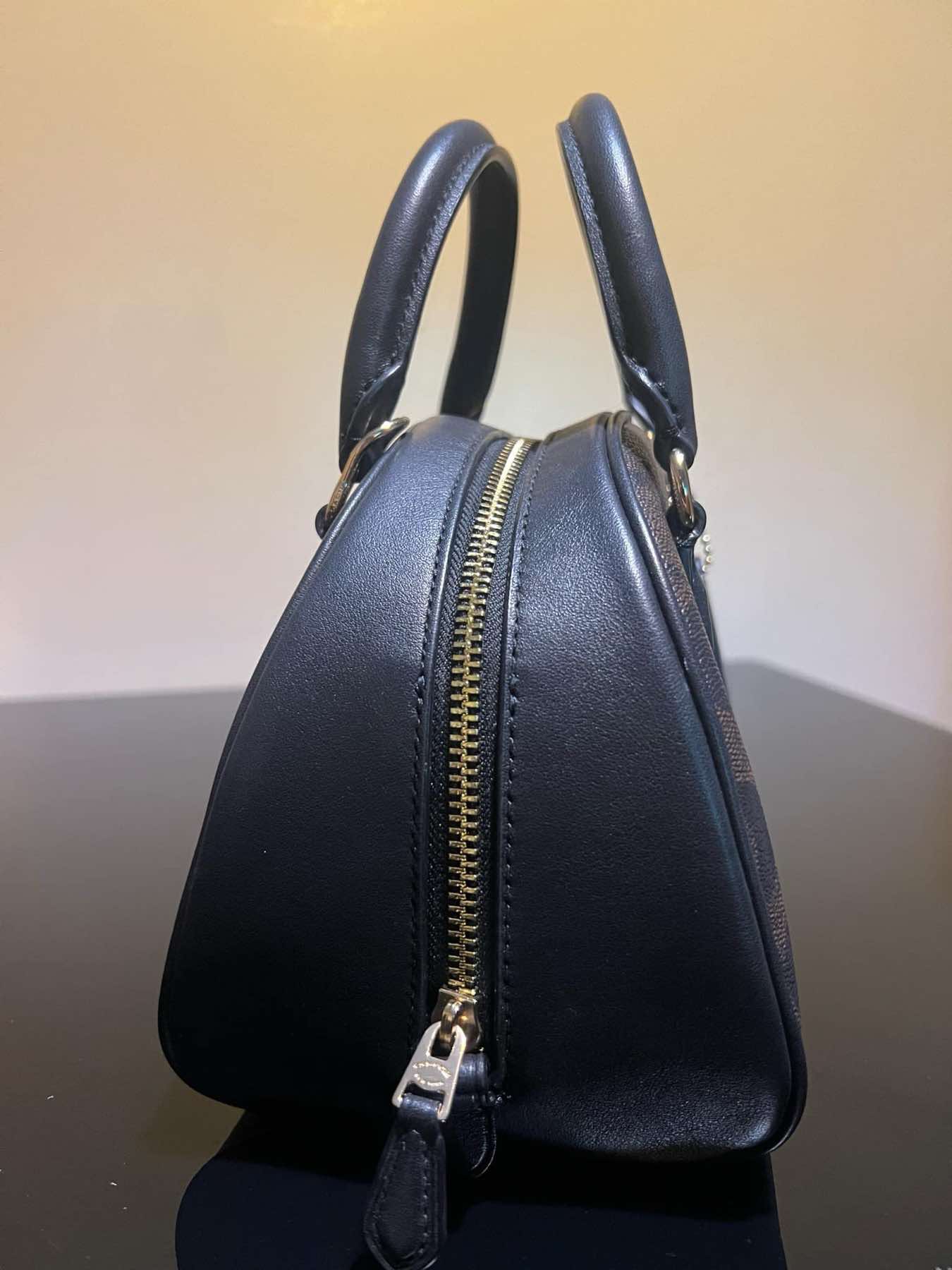 AUTHENTIC/ORIGINAL Preloved Coach Sydney Satchel In Signature Canvas Small Bag Brown