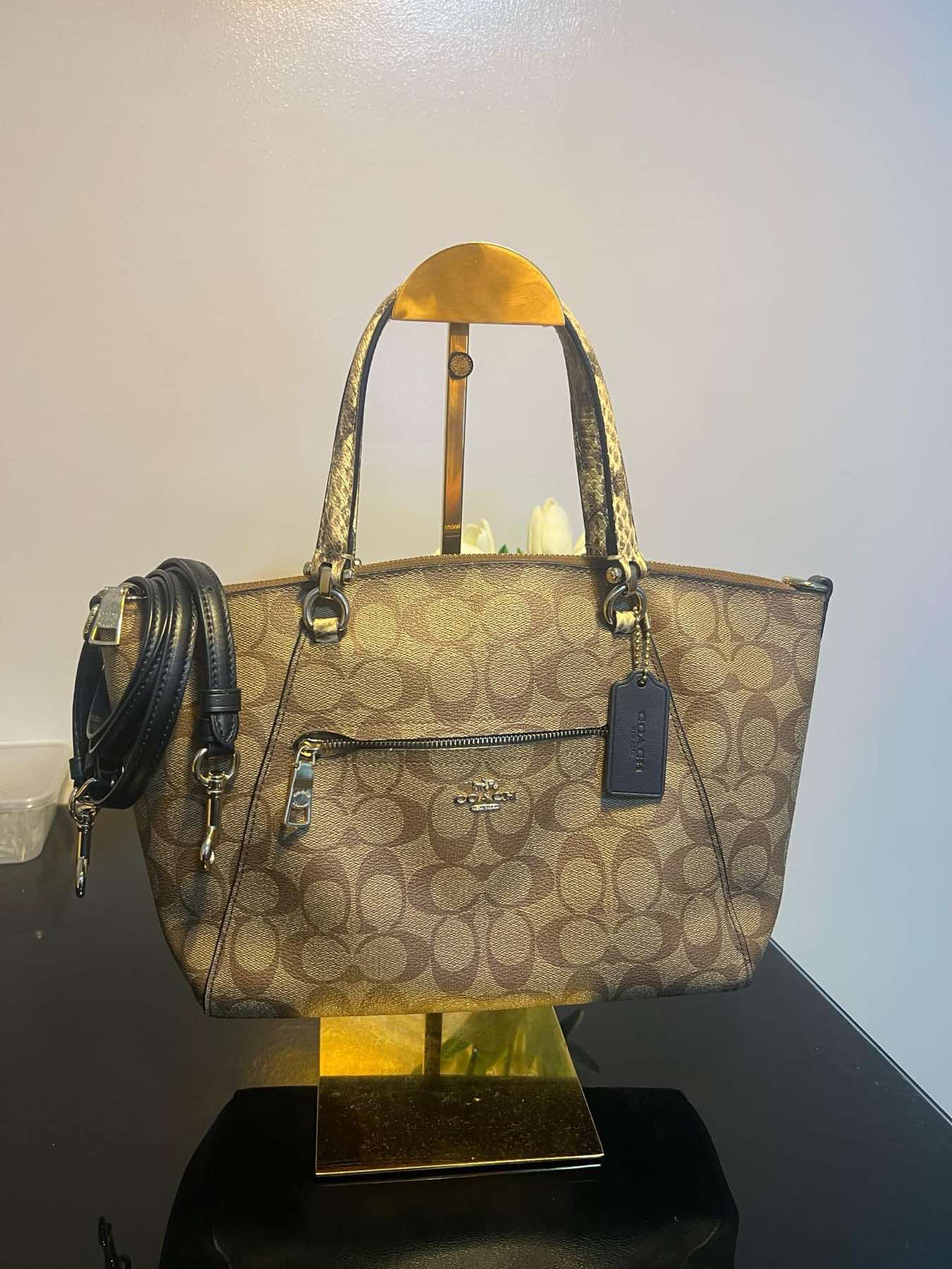 AUTHENTIC/ORIGINAL Preloved Coach Prairie Satchel Bag In Colorblock Signature Canvas Khaki