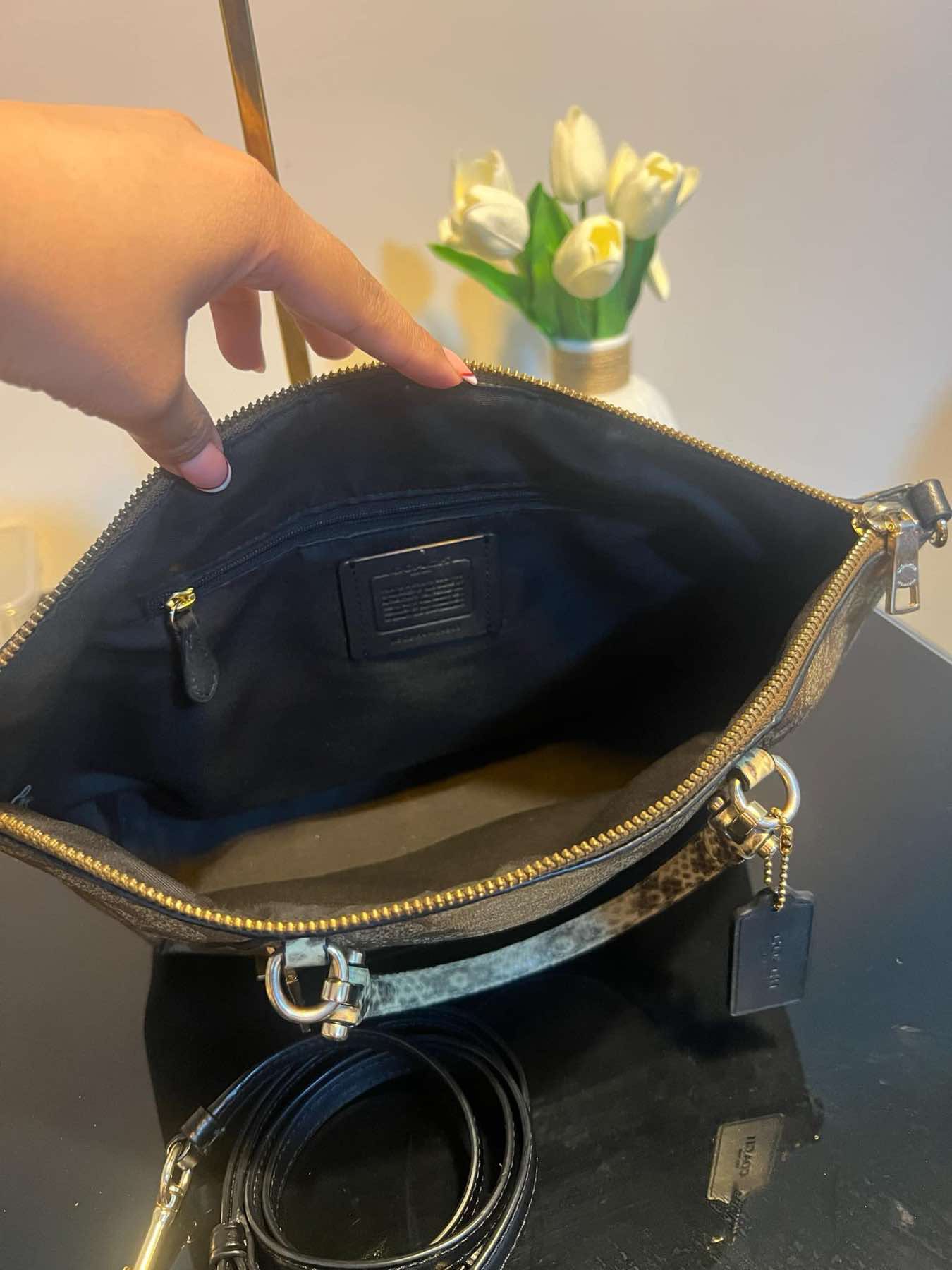 AUTHENTIC/ORIGINAL Preloved Coach Prairie Satchel Bag In Colorblock Signature Canvas Khaki