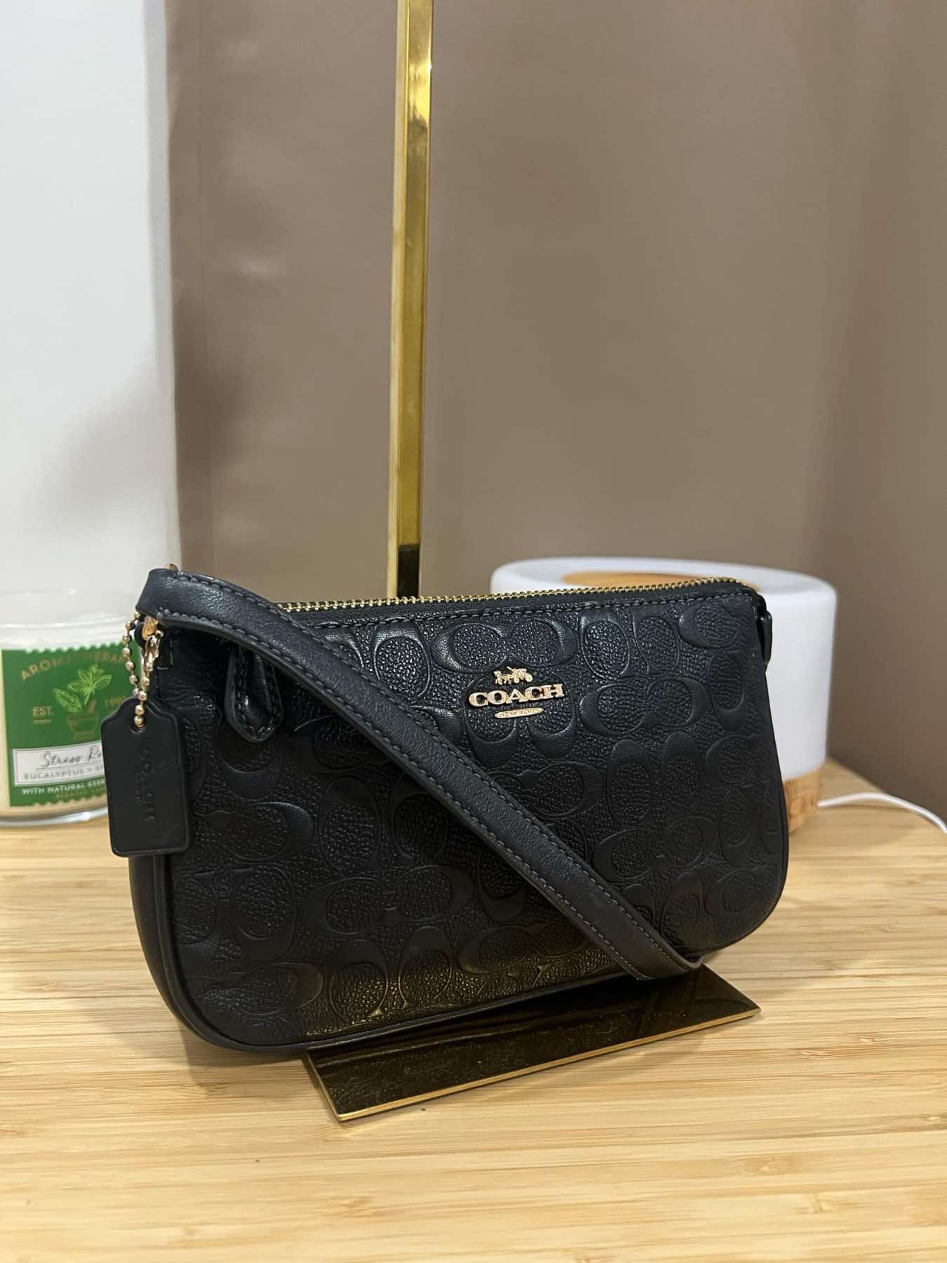 AUTHENTIC/ORIGINAL Preloved Coach Nolita 19 Signature Leather Small Bag Black Black