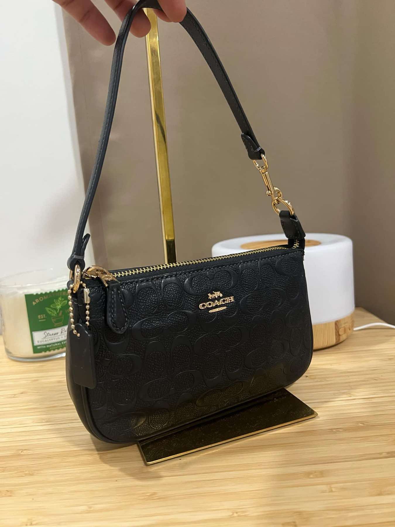AUTHENTIC/ORIGINAL Preloved Coach Nolita 19 Signature Leather Small Bag Black Black