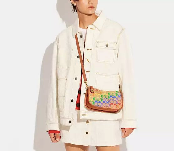 AUTHENTIC/ORIGINAL Coach Swinger Bag In Rainbow Signature Canvas
