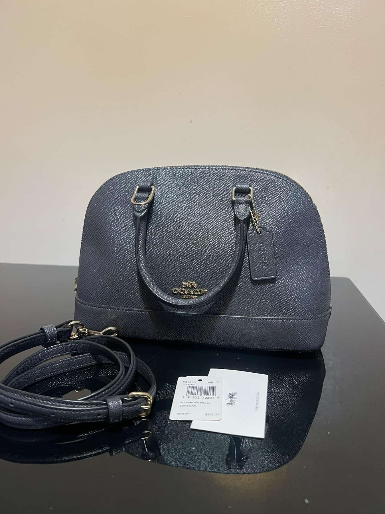 AUTHENTIC/ORIGINAL Preloved Coach RARE Mini Sierra Satchel Glitter Blue Bag