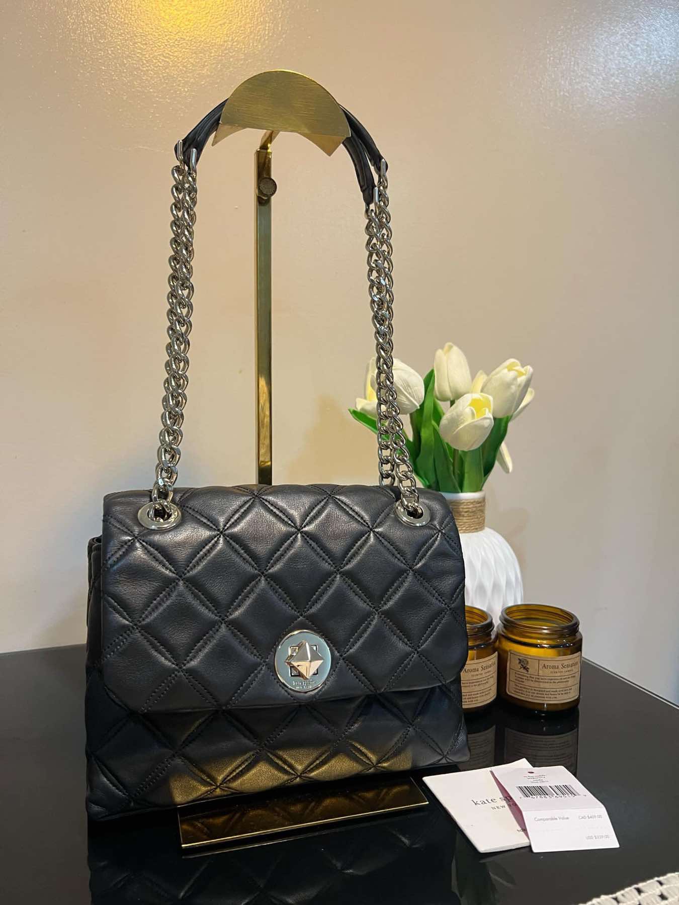 AUTHENTIC/ORIGINAL Preloved KateSpade KS Natalia Small Flap Crossbody Black Bag