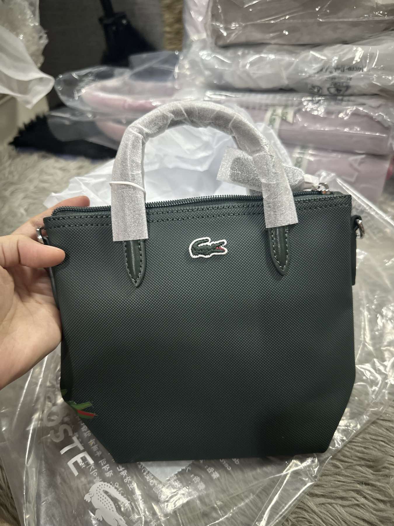 AUTHENTIC/ORIGINAL Lac0st Holiday Mini Tote Bag Green