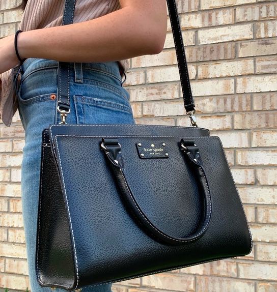 AUTHENTIC/ORIGINAL Preloved KateSpade KS Durham Wellesley Leather Black Satchel Bag