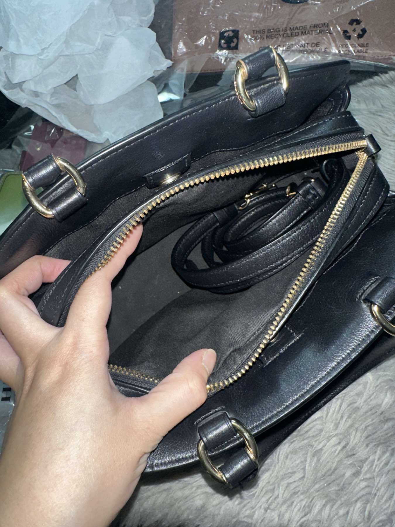 AUTHENTIC/ORIGINAL Preloved Coach Mini Lillie Carryall Bag In Colorblock Khaki