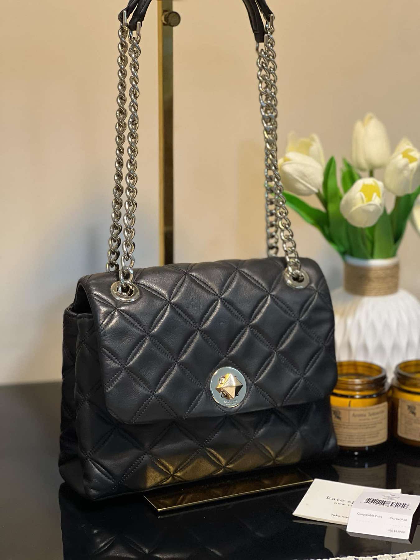AUTHENTIC/ORIGINAL Preloved KateSpade KS Natalia Small Flap Crossbody Black Bag