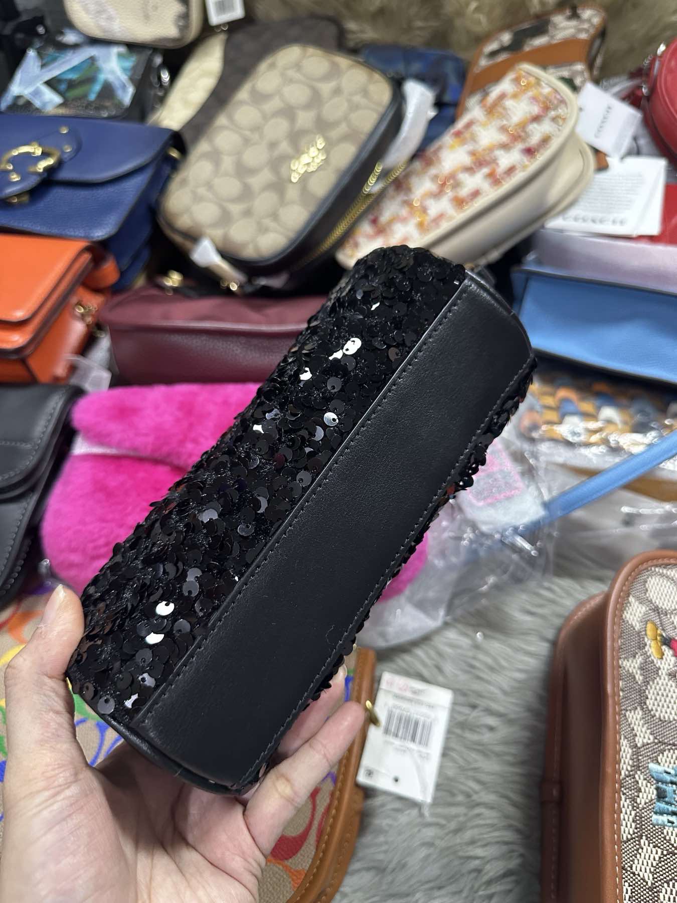 AUTHENTIC/ORIGINAL Coach Nolita Barrel Small Bag Sequence Black