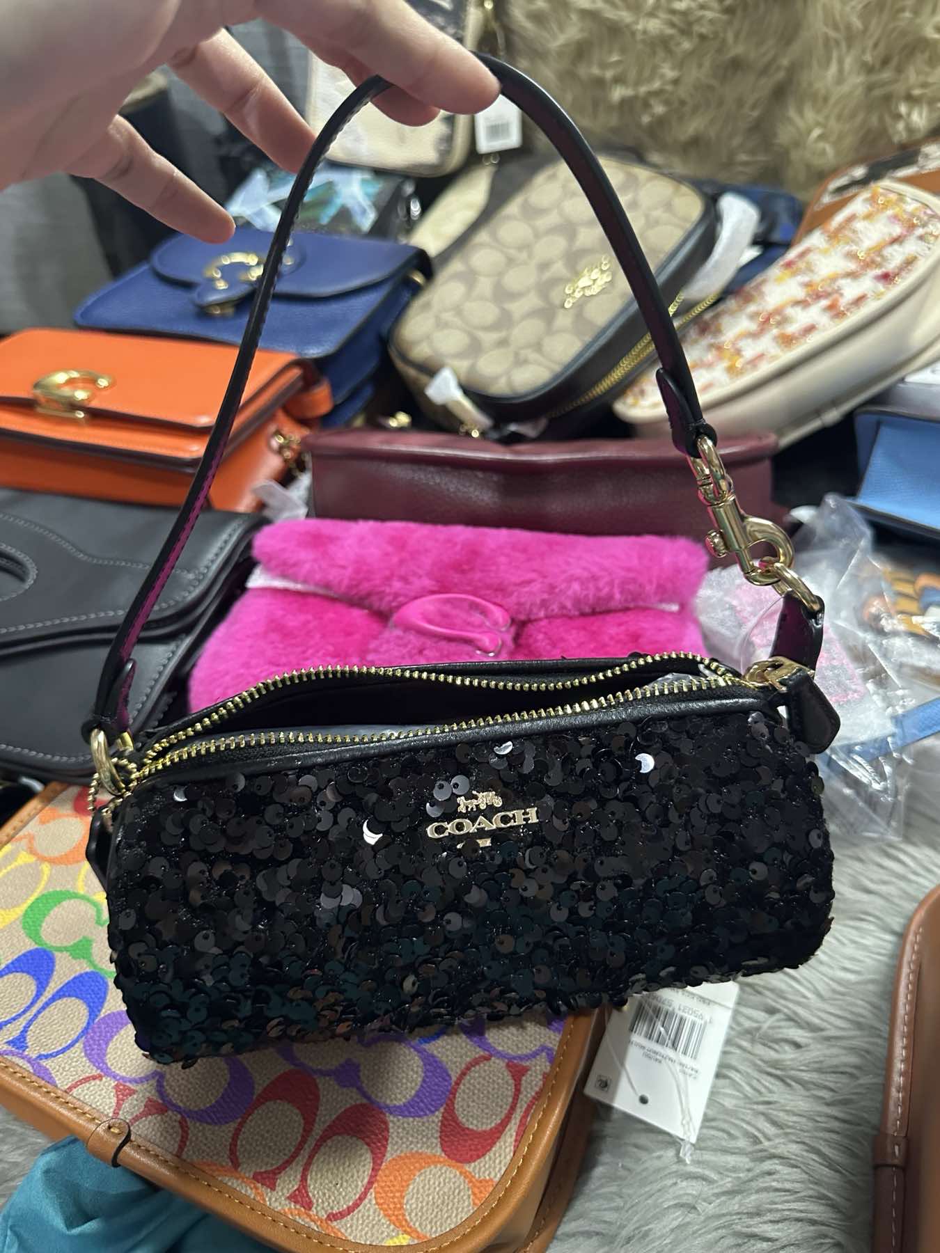 AUTHENTIC/ORIGINAL Coach Nolita Barrel Small Bag Sequence Black
