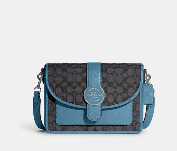 AUTHENTIC/ORIGINAL Coach Lonnie Crossbody In Signature Jacquard Black/Blue Bag