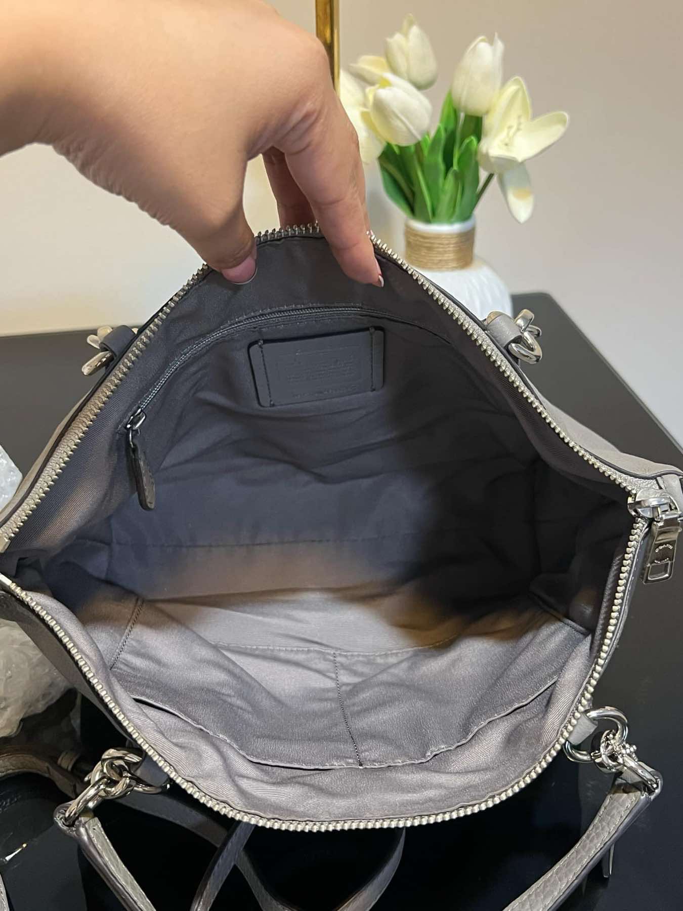AUTHENTIC/ORIGINAL Preloved Coach Small Kelsey Satchel Bag Gray