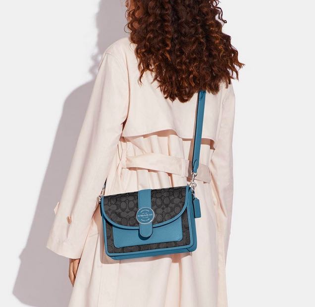AUTHENTIC/ORIGINAL Coach Lonnie Crossbody In Signature Jacquard Black/Blue Bag