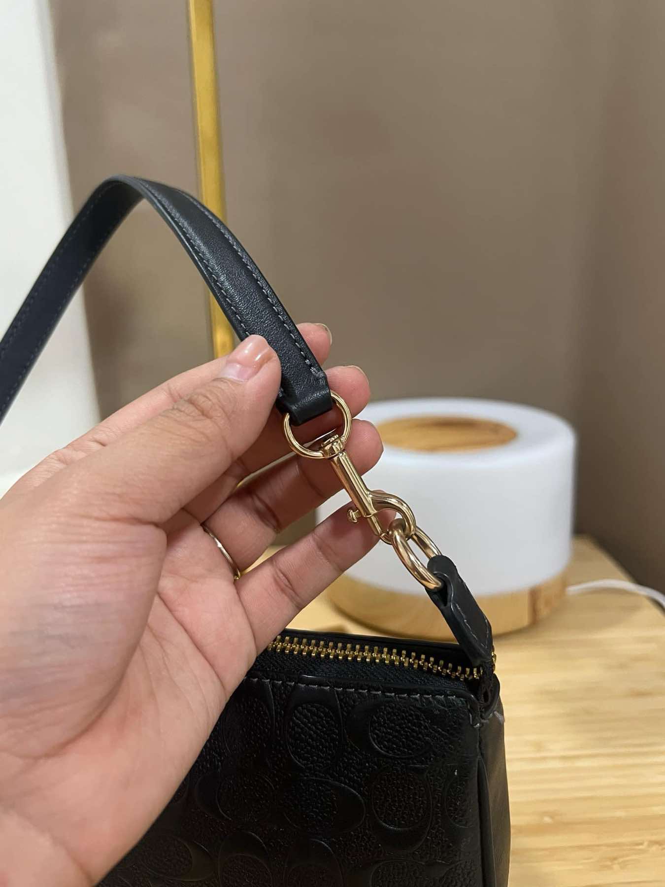 AUTHENTIC/ORIGINAL Preloved Coach Nolita 19 Signature Leather Small Bag Black Black