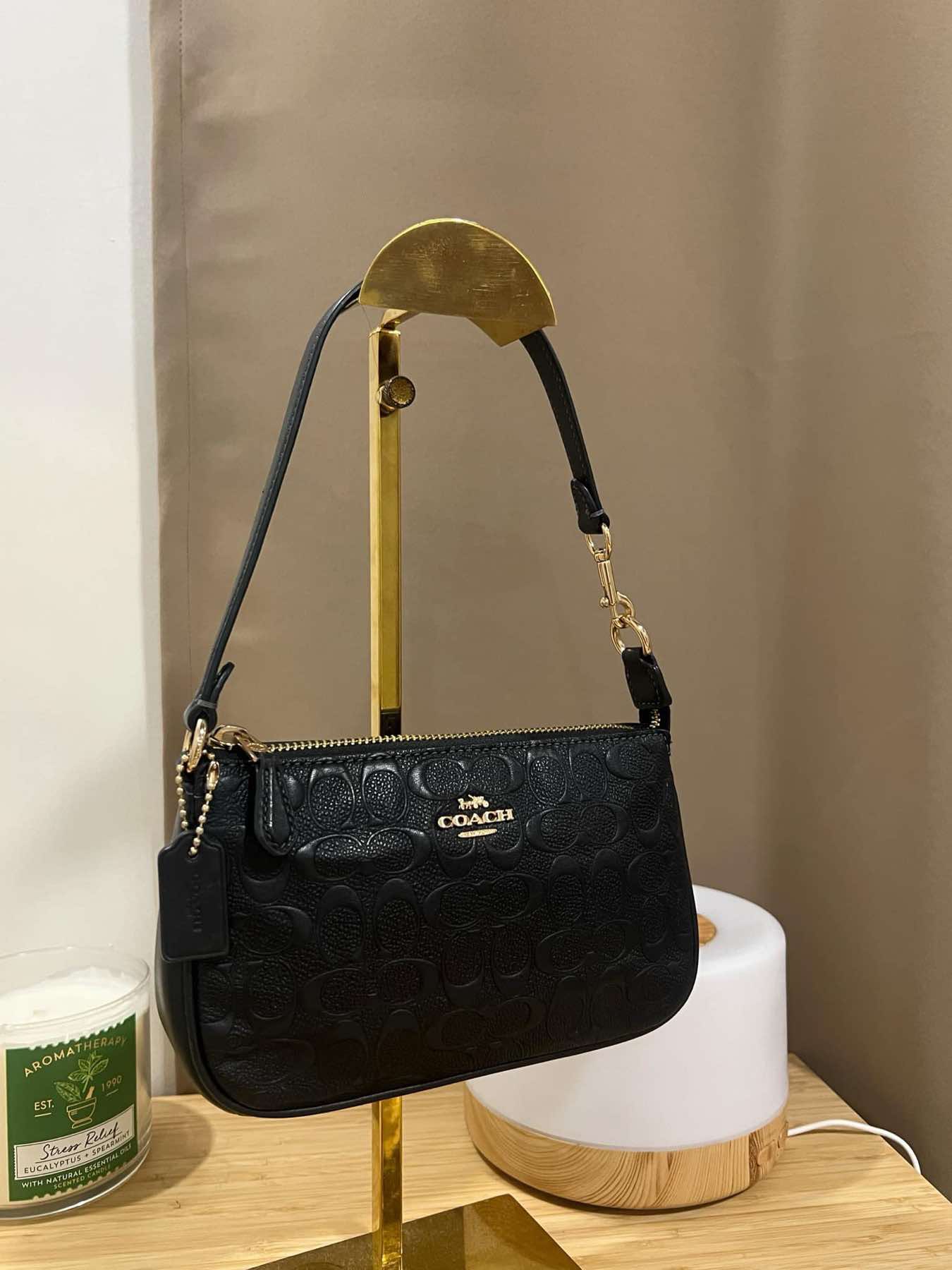 AUTHENTIC/ORIGINAL Preloved Coach Nolita 19 Signature Leather Small Bag Black Black