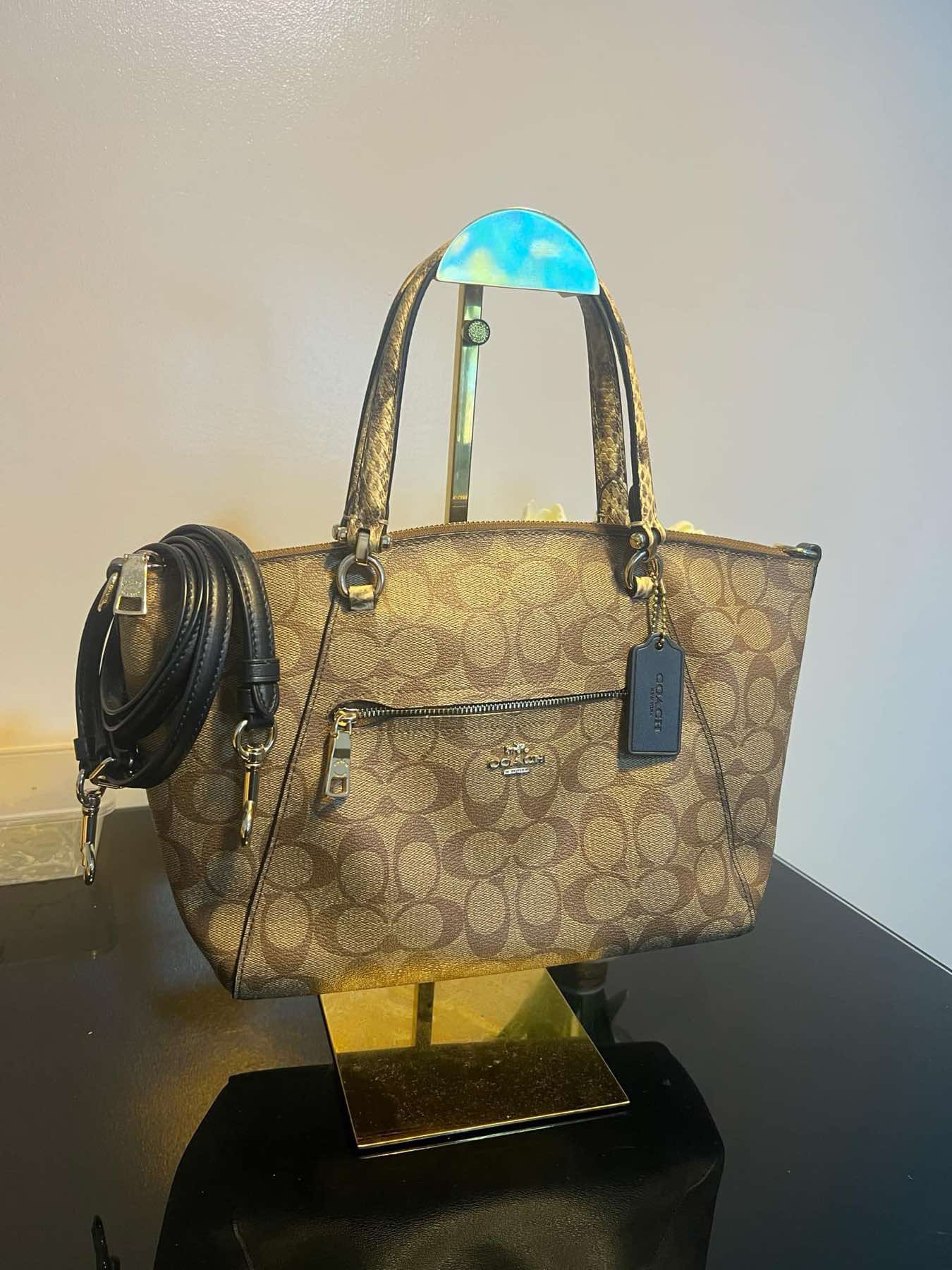 AUTHENTIC/ORIGINAL Preloved Coach Prairie Satchel Bag In Colorblock Signature Canvas Khaki