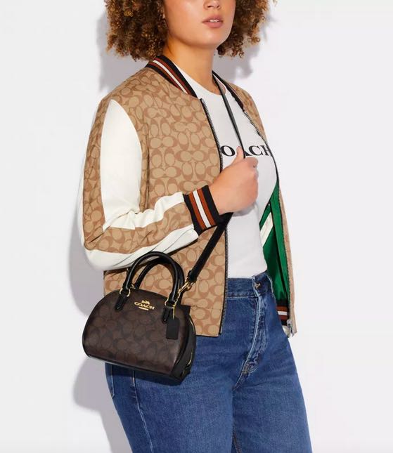 AUTHENTIC/ORIGINAL Preloved Coach Sydney Satchel In Signature Canvas Small Bag Brown