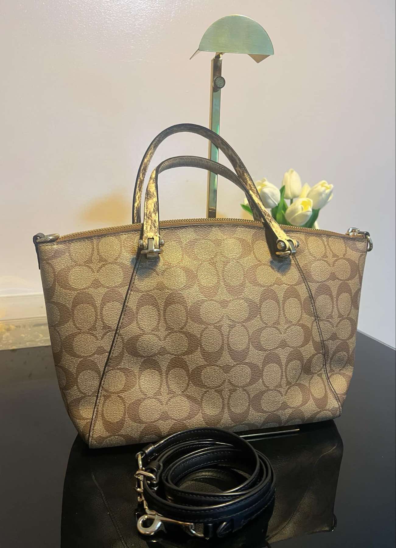 AUTHENTIC/ORIGINAL Preloved Coach Prairie Satchel Bag In Colorblock Signature Canvas Khaki