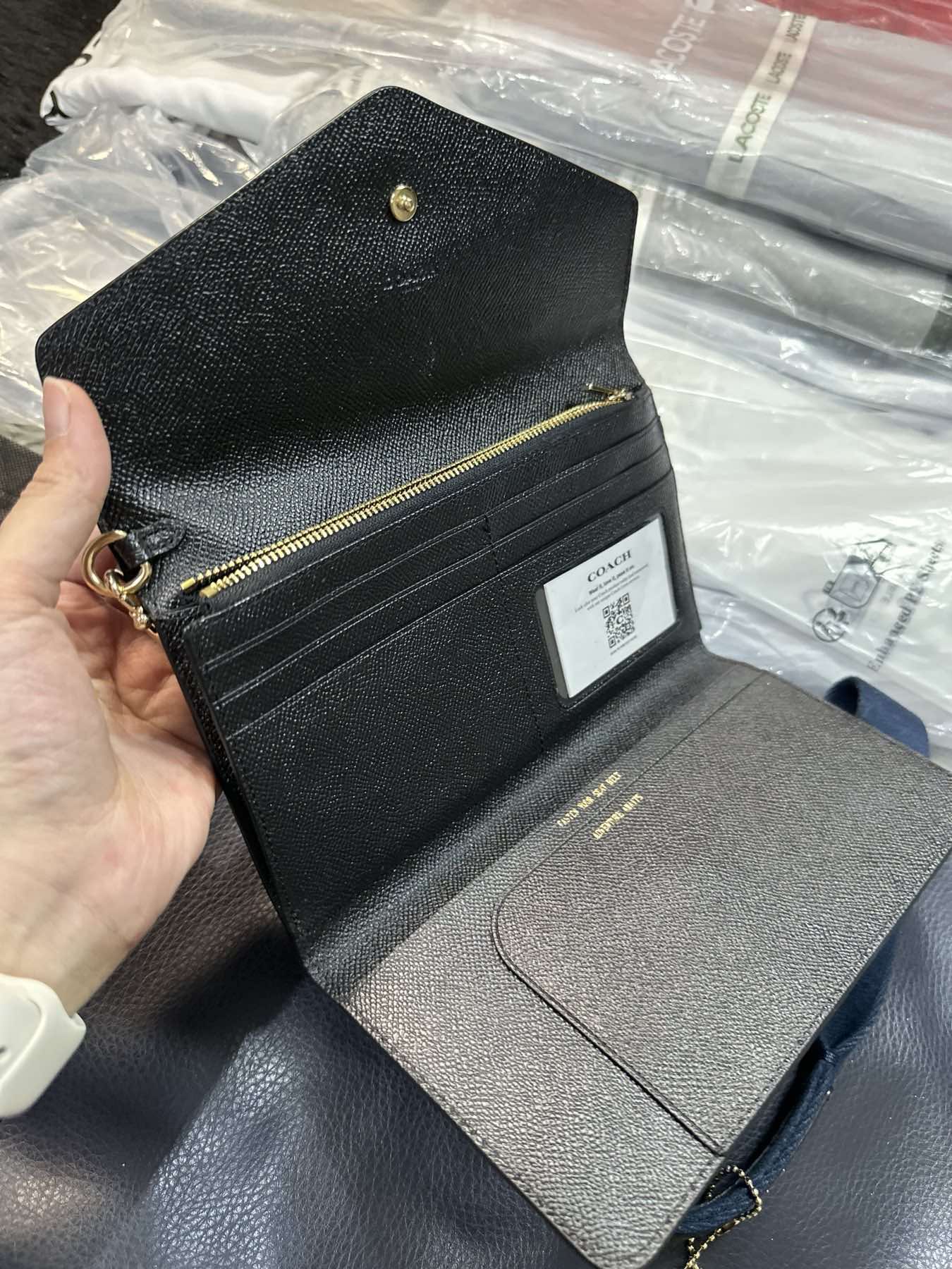 AUTHENTIC/ORIGINAL Coach Travel Slim Envelope Large Wallet Black