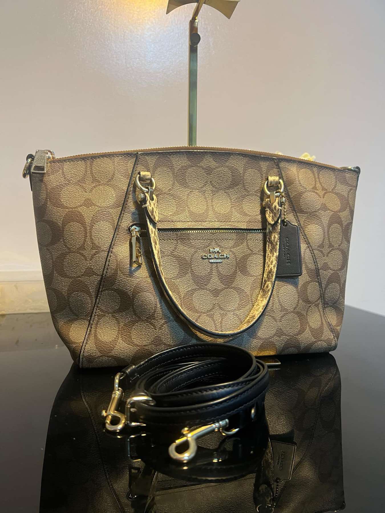 AUTHENTIC/ORIGINAL Preloved Coach Prairie Satchel Bag In Colorblock Signature Canvas Khaki