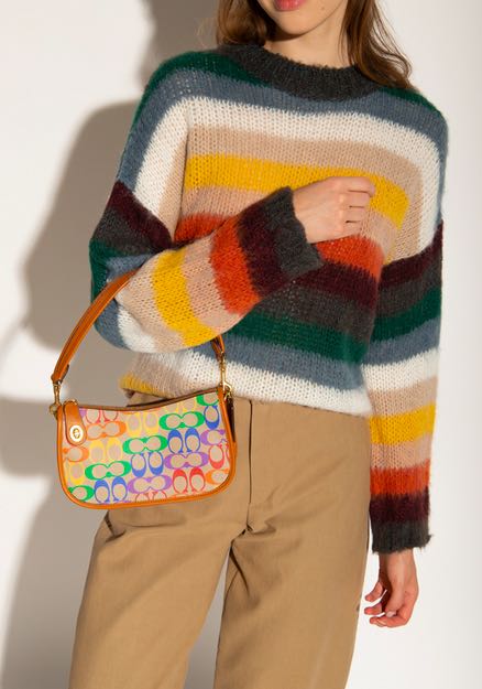 AUTHENTIC/ORIGINAL Coach Swinger Bag In Rainbow Signature Canvas