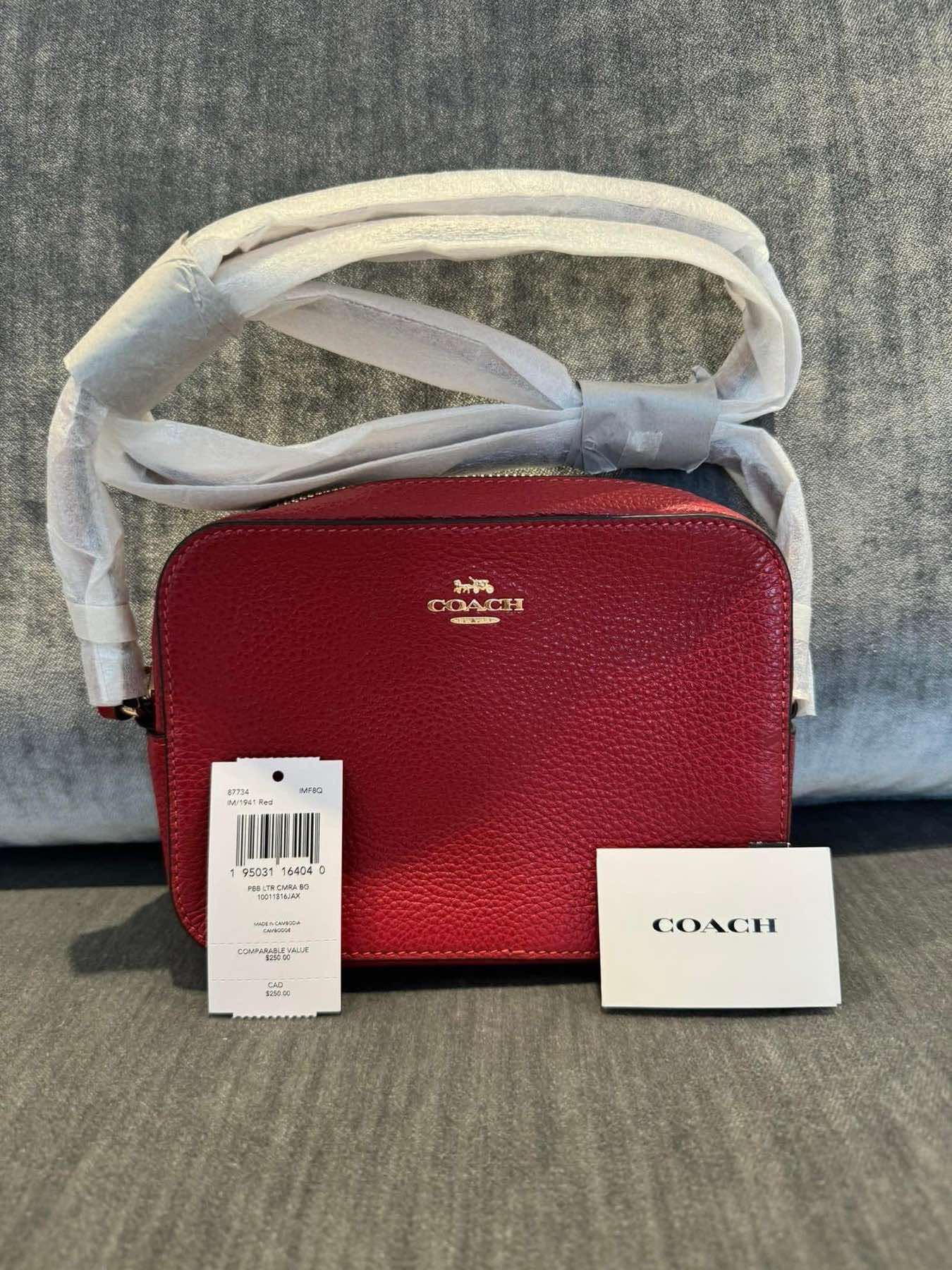 AUTHENTIC/ORIGINAL Coach Mini Camera Bag Red